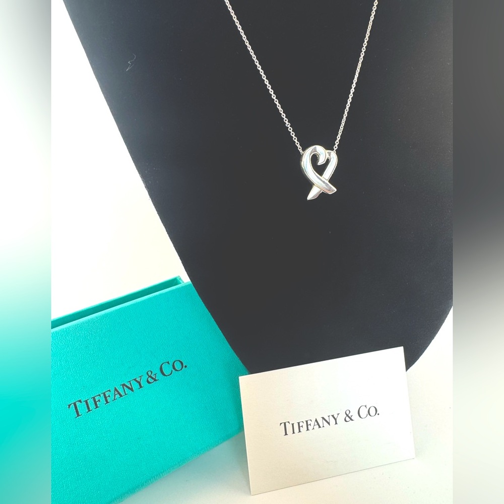 Tiffany & Co. Elsa Peretti Small Open Heart Necklace Sterling Silver 15mm W Box - Picture 2 of 13